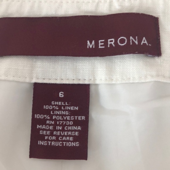 Merona White Linen Pants w/Polyester Lining NWOT 6 - Picture 3 of 9